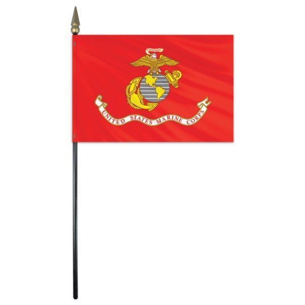 Global Flags Unlimited Marine Corps Stick Flag 4"x6" E Gloss 203869